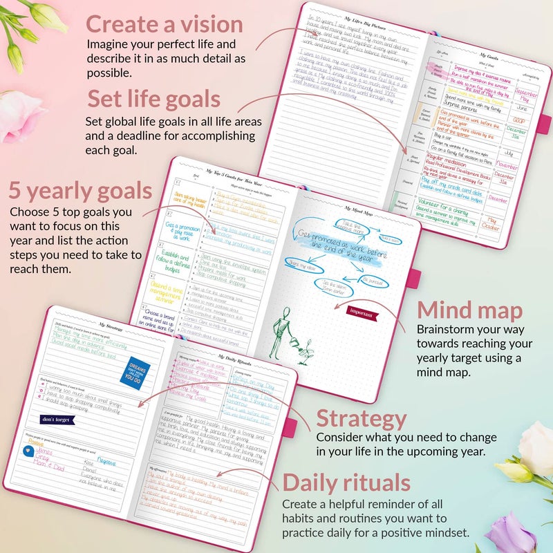 GoGirl Planner and Organizer for Women â€“ A5 Size Weekly Planner, Goals Journal & Agenda to Improve Time Management, Productivity & Live Happier. Undated â€“ Start Anytime, Lasts 1 Year â€“ Hot Pink - Image 5